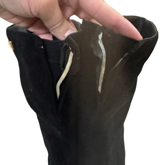 Casso Vito Black Faux Suede Over the Knee Boots Size 36 Fits US 6/6.5 Gold Trim - Picture 5 of 9